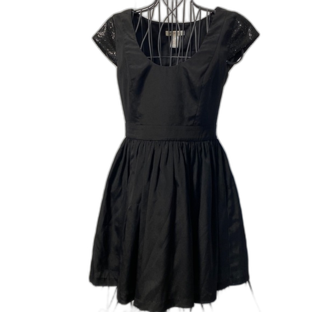 Arden B Little black dress with sequin cap sleeves size small